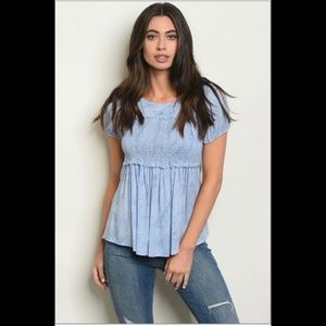 •Blue Tie Dye Top•